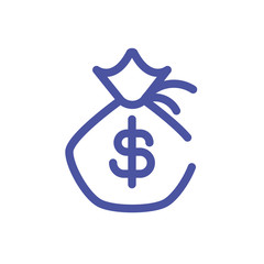 bag with money in white background