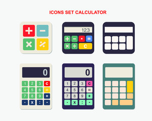 Vector calculator icon set. Digital financial equipment