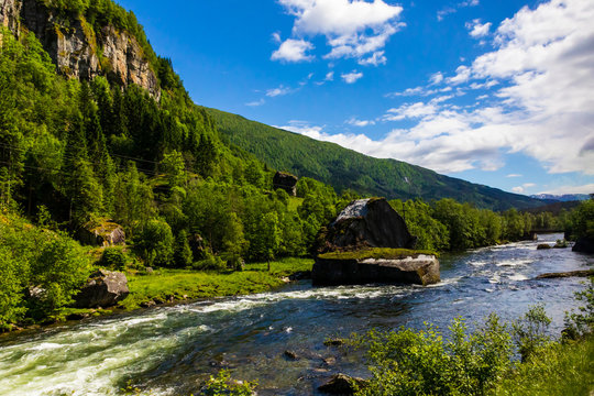 Beautiful view from a road in Stalheim, Norway