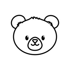 cute bear head on white background thick line