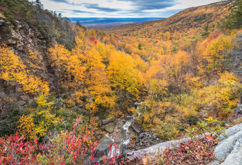 Gorgeous fall foliage and Verkeerder Falls at Sam's Point Preserve section of Minnewaska St Park, NY