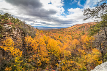 Gorgeous fall foliage and Verkeerder Falls at Sam's Point Preserve section of Minnewaska St Park, NY