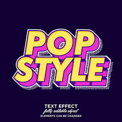 Fototapeta na wymiar Bold pop art text effect with simple color design for pop music and arts, poster banner and flyer design