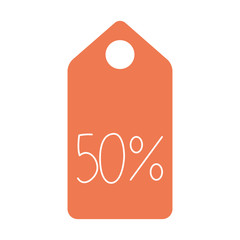 commercial tag hanging with 50 percent icon