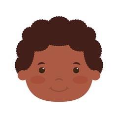 cute little afro boy head comic character