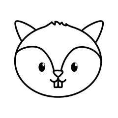 cute squirrel head on white background thick line