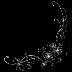 Engraved hand drawn abstract orchid. Retro flowers hand outline orchid, great design for any purposes. Outline vector. Nature background. Tropical plant. Floral design. Abstract art background - 300794885