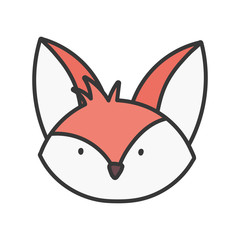 cute fox head cartoon on white background