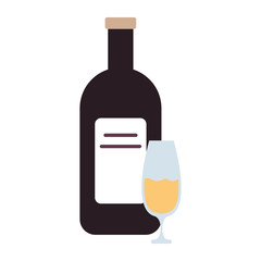 champagne bottle and cup drink isolated icon