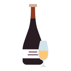 champagne bottle and cup drink isolated icon