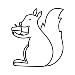 squirrel holding acorn hello autumn design icon thick line