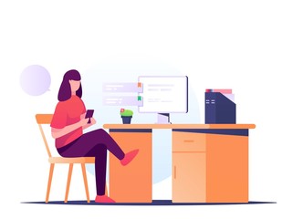 play handphone on desk illustration