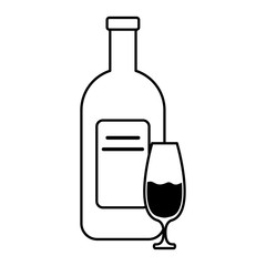 champagne bottle and cup drink isolated icon