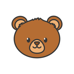 cute bear head on white background