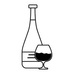 wine bottle and cup drink isolated icon