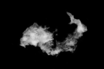 White cloud isolated on black background,Textured smoke,brush effect