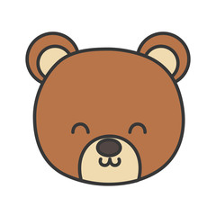 cute bear head toy on white background