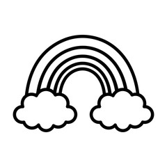 rainbow clouds season nature cartoon thick line