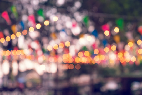 Party bokeh at night market festival,abstract blur image background