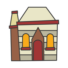 cottage home chimney village architecture cartoon icon