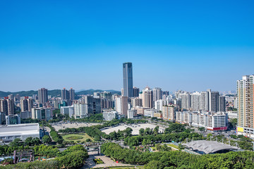 Fototapeta premium City Building Skyline of Humen Town, Dongguan City, Guangdong Province, China