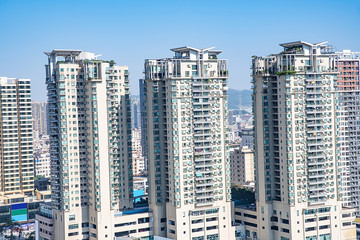 Fototapeta na wymiar Intensive residential building construction in Humen Town, Dongguan City, Guangdong Province, China