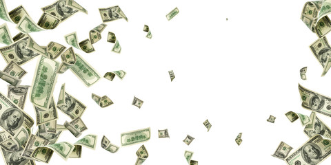 Money background. Hundred dollars of America. Usd cash money falling.