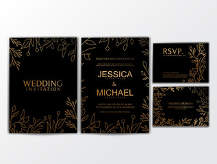 Wedding Invitation Cards with Flower Ornament