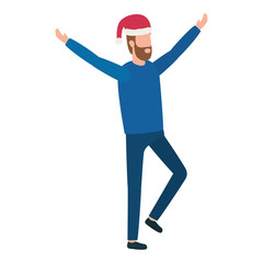 bearded man with christmas hat character