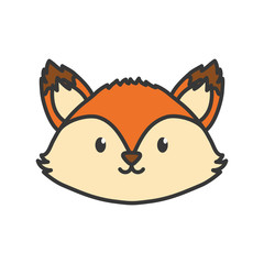 cute fox head on white background