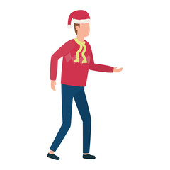 young man with christmas hat character