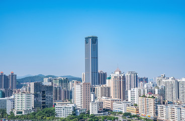 Fototapeta na wymiar City Building Skyline of Humen Town, Dongguan City, Guangdong Province, China