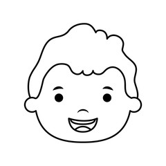 cute little boy head comic character