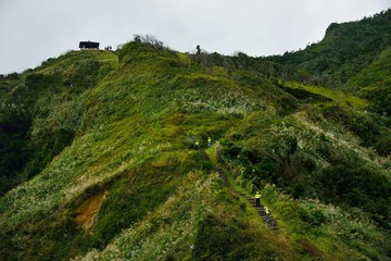 Fototapeta na wymiar Climbing the mountain trails in New Taipei City, Taiwan