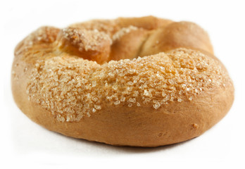 bun with sesame seeds isolated on white background