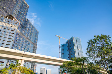 Obraz na płótnie Canvas CBD office building under construction of Nansha Free Trade Zone, Guangzhou, China