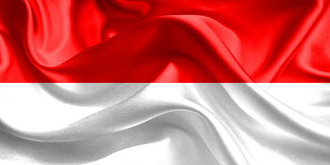 Indonesia Flag. Flag of Indonesian. Waving Flags. 3D Realistic Background Illustration in Silk Fabric Texture