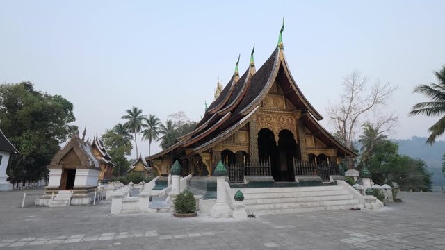 Buddhist temple in Luang Prabang during sunrise