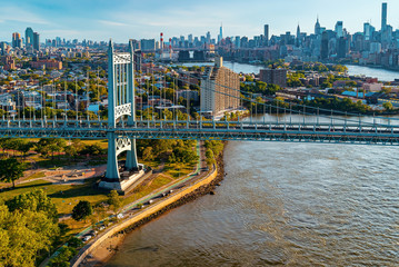 Aerial view of the Triborough Bridge on Randall's Island in New York City