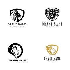 set lion logo design vector template white background