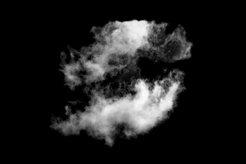 White cloud isolated on black background,Textured smoke,brush effect