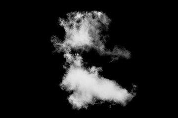 White cloud isolated on black background,Textured smoke,brush effect