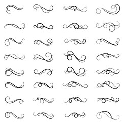 set of borders and swirl dividers decorative elements isolated on white for design