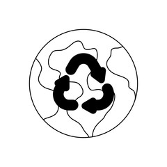 planet earth with renewable energy symbol on white background