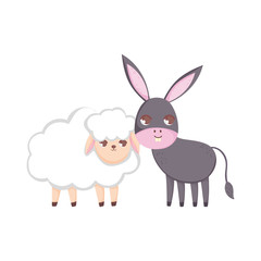 sheep and donkey animals cartoon