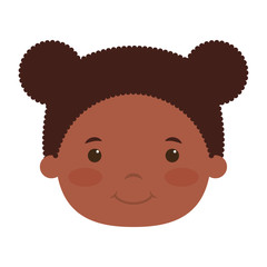 cute little afro girl head comic character