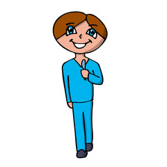 Fototapeta premium a surgeon smiling with a scalpel goes for an operation. isolated cartoon vector illustration