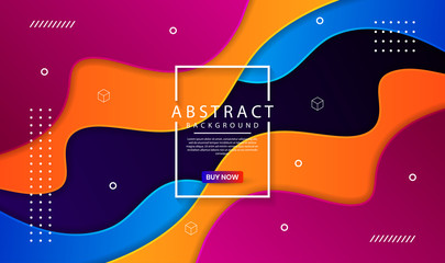 Abstract modern graphic element. Dynamical colored forms and waves. Futuristic design poster and banner. Colorful geometric background with mixing orange, blue, and purple color for landing page.