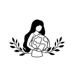 renewable energy, woman with planet earth