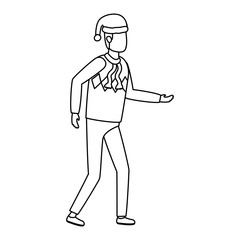 young man with christmas hat character